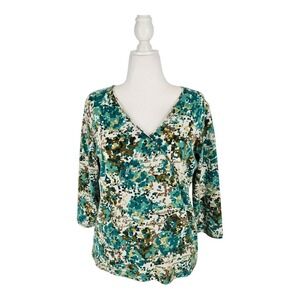 Ruby Rd Faux Wrap Cotton Jersey Top Womens XL Casual Weekend Vibes Comfy